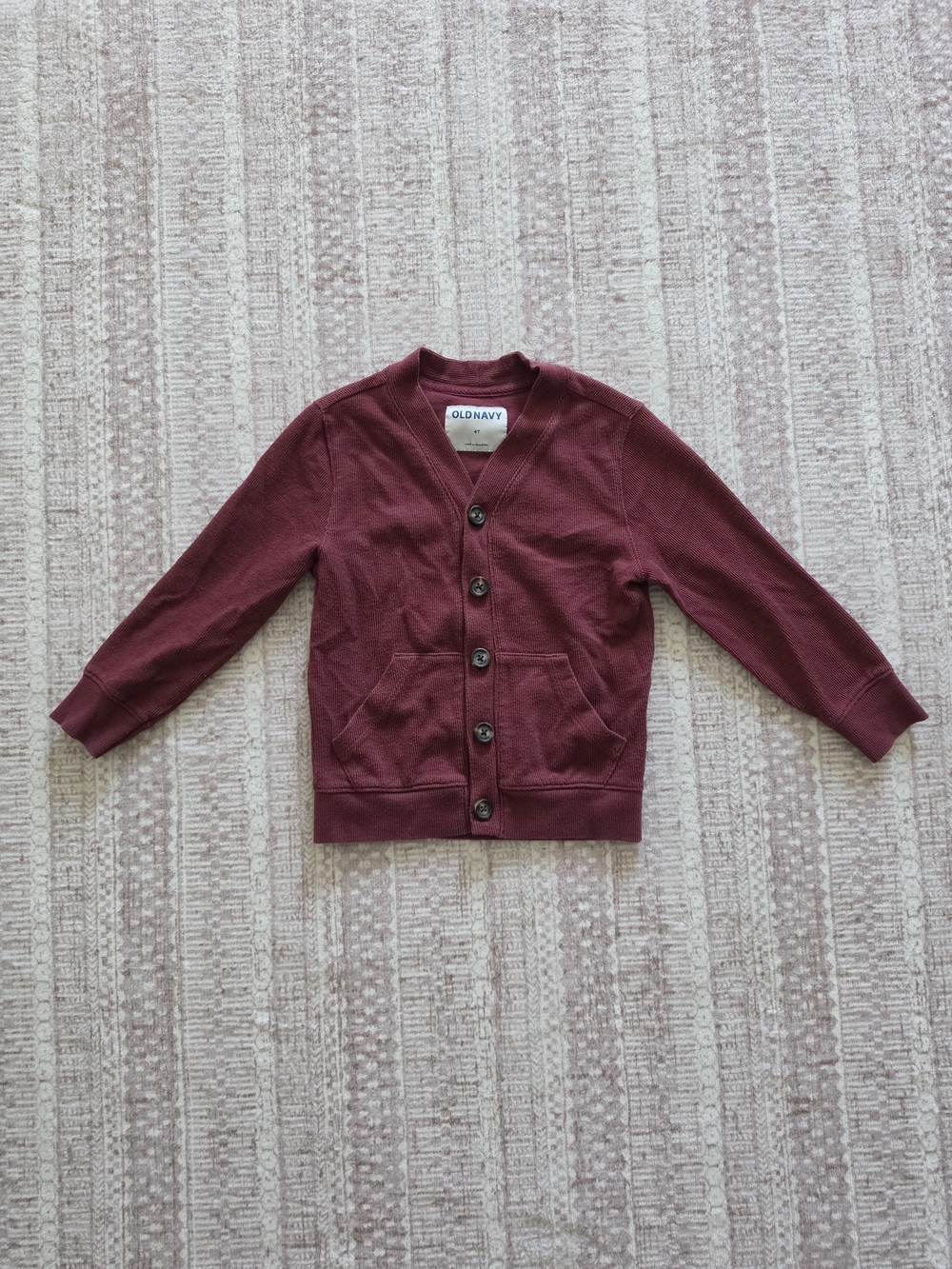 Old Navy Boys Maroon Burgundy Button-Front Cardigan - Size 4T
